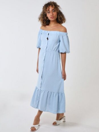 Bardot Button Through Midi Dress