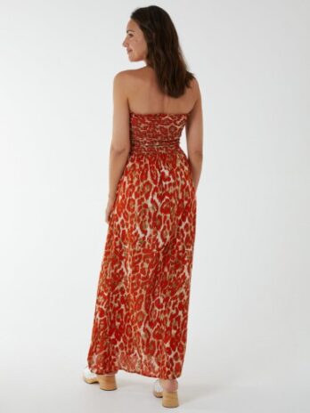 Bandeau Shirred Maxi Dress